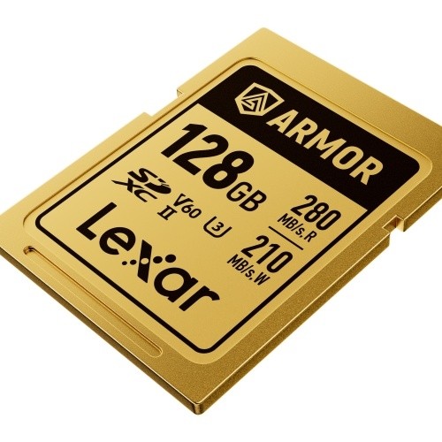 Lexar SDXC Pro Gold Series ARMOR UHS-II 128GB V60 IP68 Stainless Steel R280/W210MB/s 