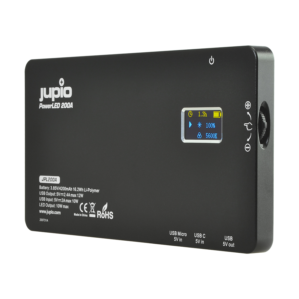 Jupio PowerLED 200 met ingebouwde Powerbank