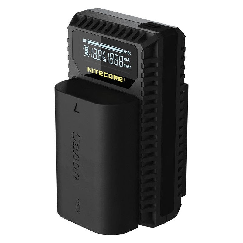 Nitecore UCN1 Lader voor Canon LP-E6(N) + LP-E8 met indicator + USB