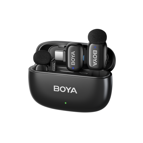 Boya Mini-14 - 2.4 GHz Ultra-Mini Wireless Microphone (Black, USB-C) - 2TX + 1RX 