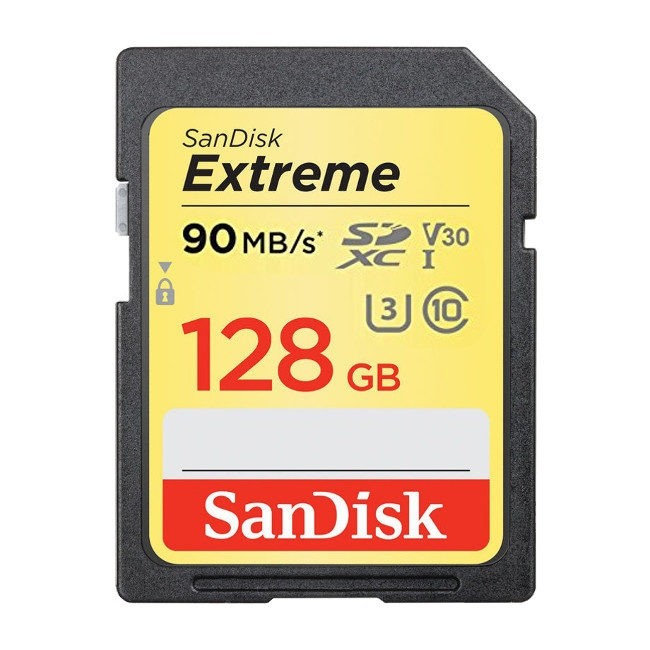 SanDisk 128GB SDXC Extreme UHS-I U3 90MB/s V30