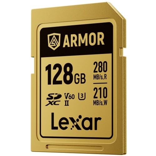 Lexar SDXC Pro Gold Series ARMOR UHS-II 128GB V60 IP68 Stainless Steel R280/W210MB/s 