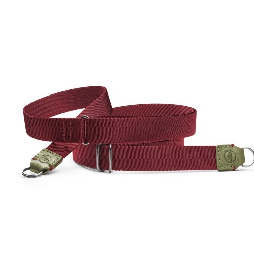Leica Carrying Strap, fabric, leather, olive - burgundy 